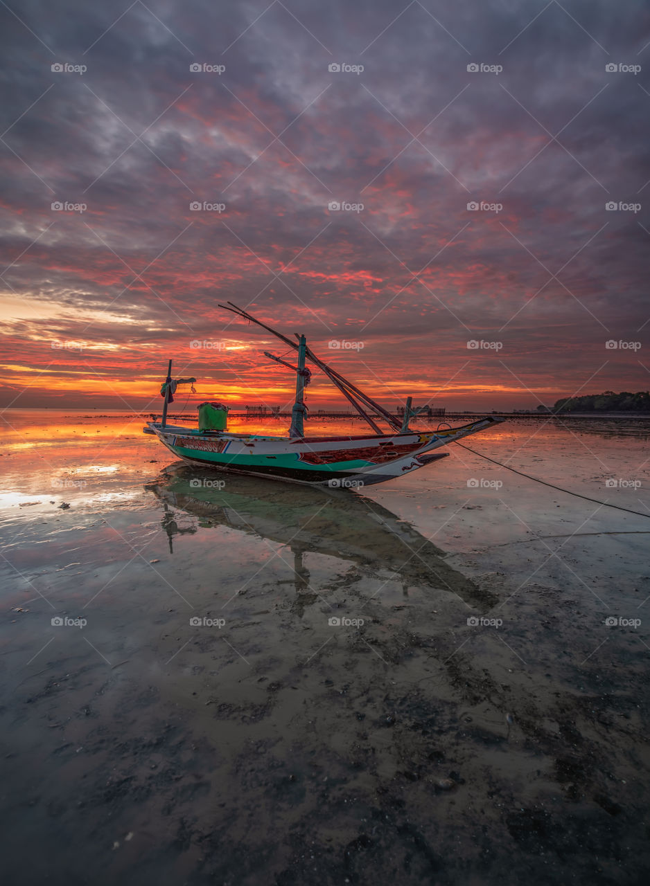 scenic view of boat during sunrise