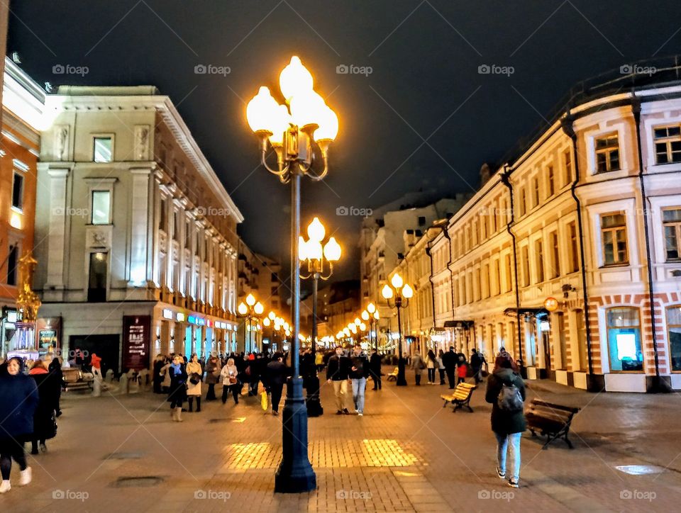 From the series "Lights of the Night Capital" Moscow.Arbat.