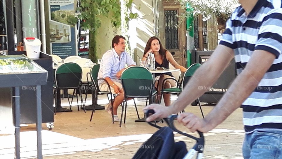 Outside a cafè in Aix-en-Provence, France.
