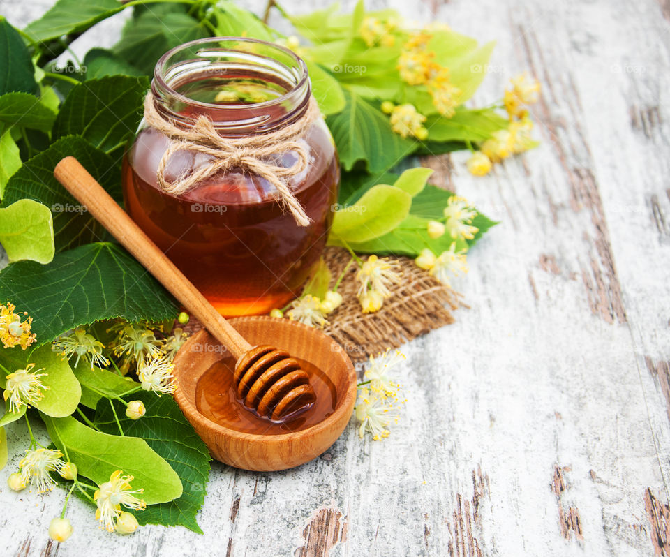 Honey and linden flowers 