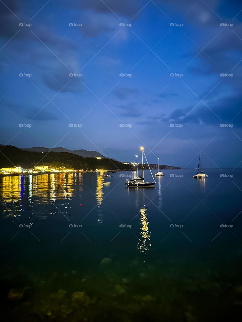 a quiet and tranquil night at the sea