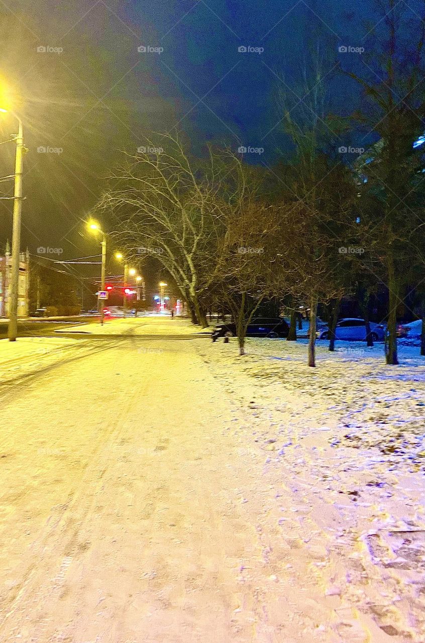 Snowy Evening Street