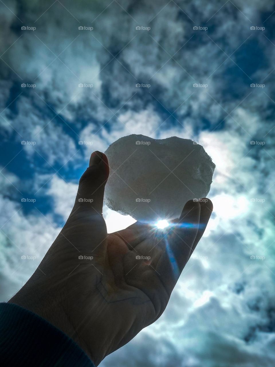a snow ball in the hand.