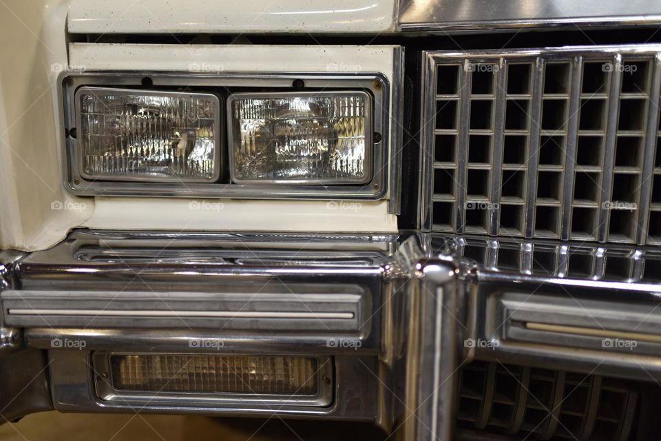 Headlights and grill on a classic car