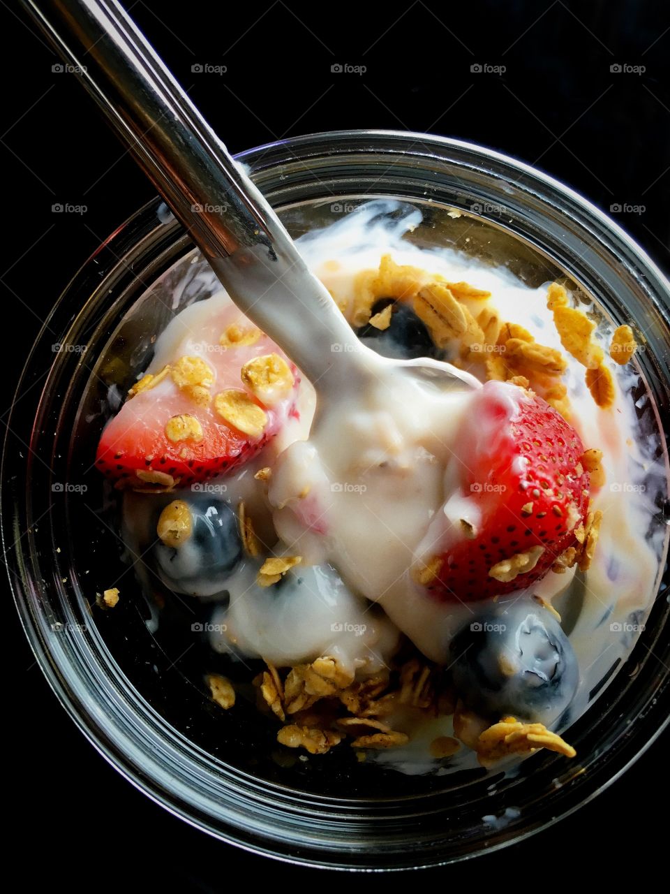 High angle view of healthy breakfast in bowl