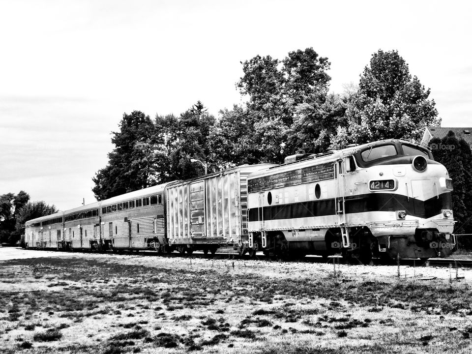 Old train on the train tracks in Indiana 