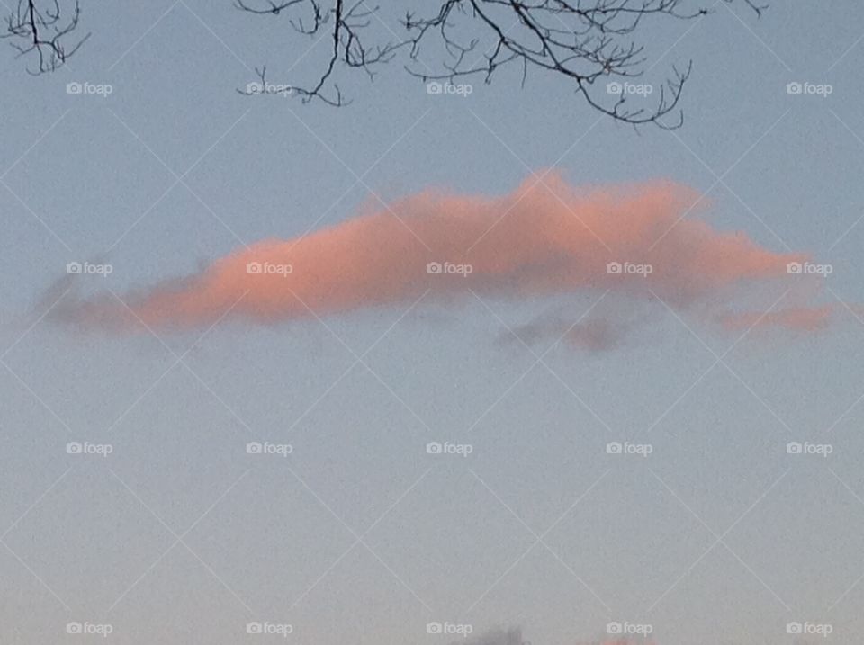 Pink clouds in the sky during sunset.