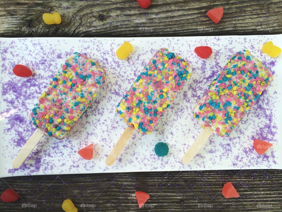 Ice creams on table