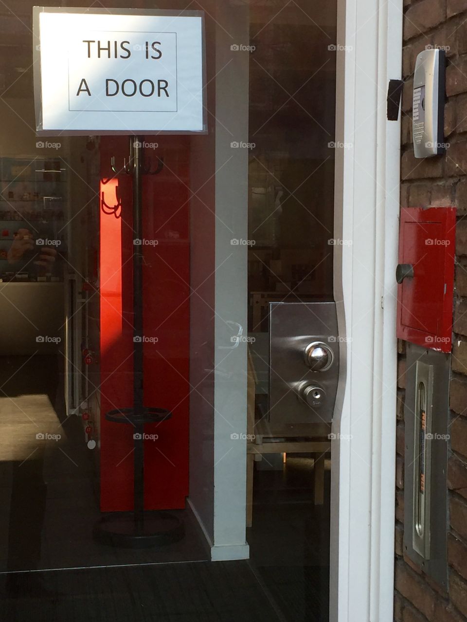 The glass door