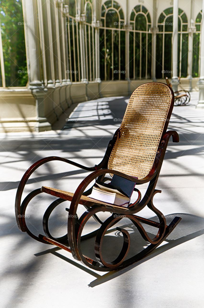 Close-up of book on chair