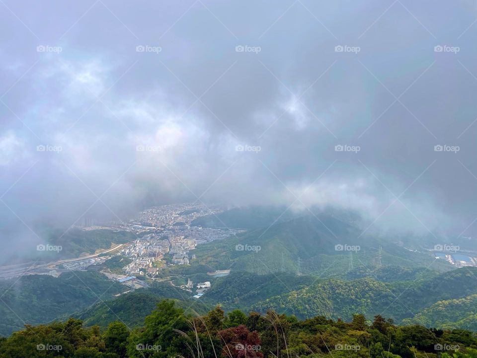 surrounded by clouds