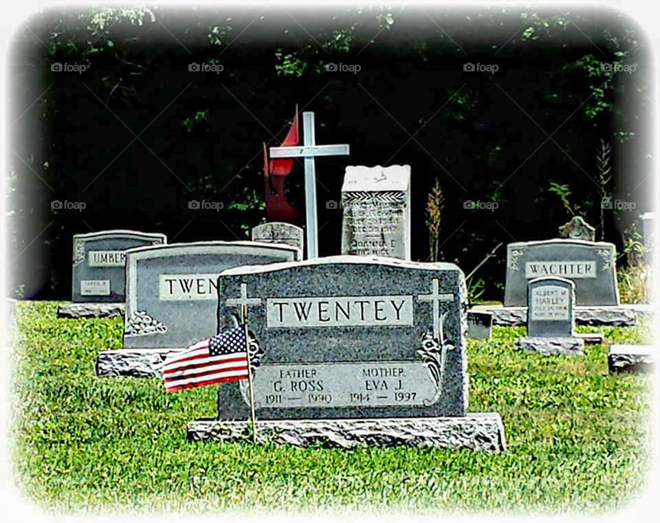 memorial day. local church cemetery on memorial day