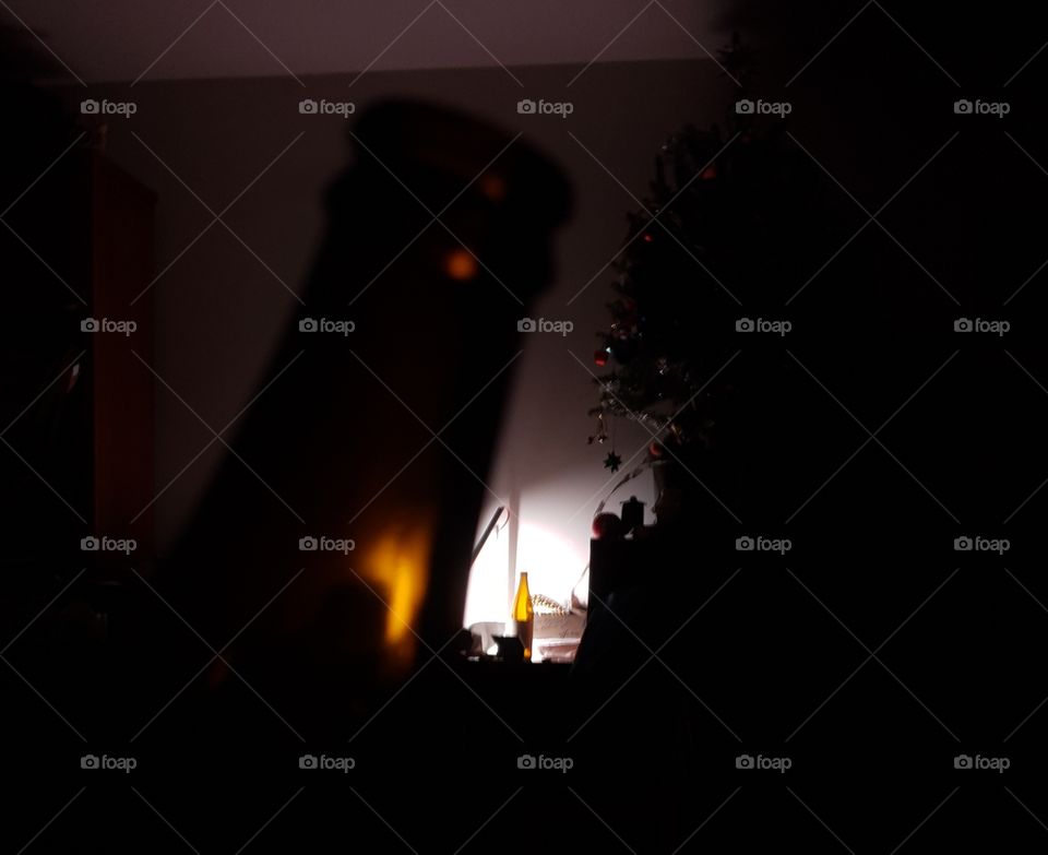 bottles and christmas tree