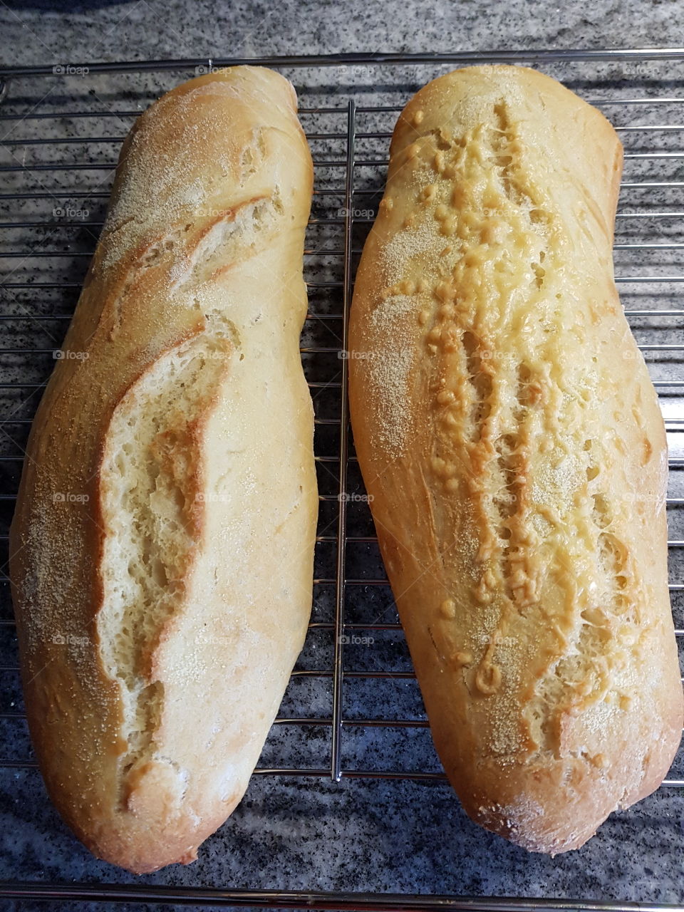 Homemade bread on cooling rack