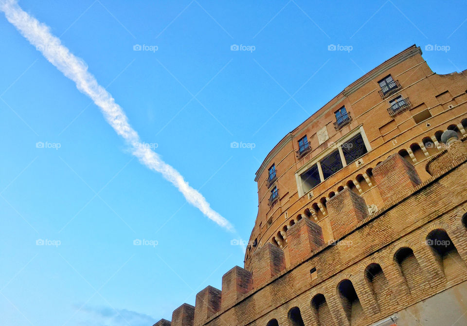Bottom view of castel Sant'Angelo in Rome 