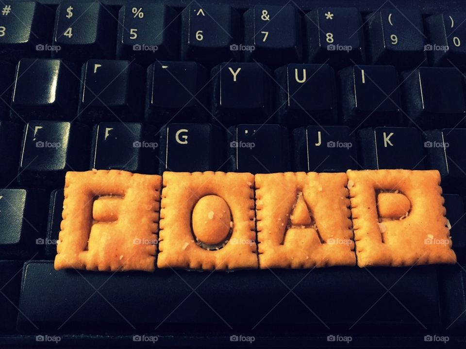 FOAP made with Scrabble Cheez its on a black keyboard 