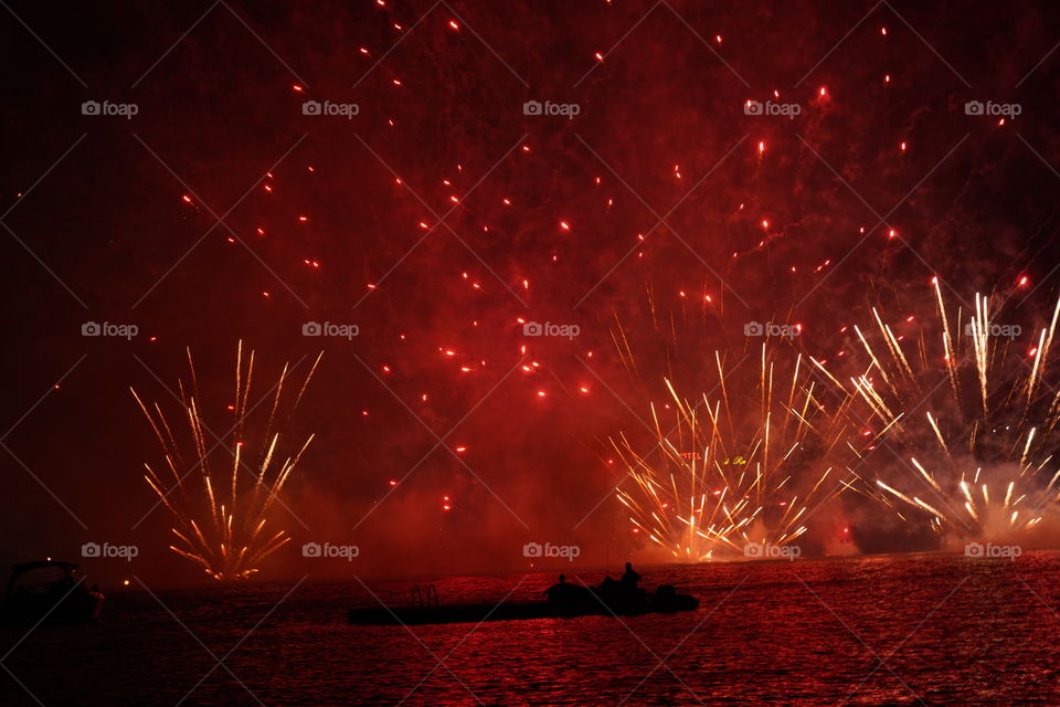 fireworks on the sea