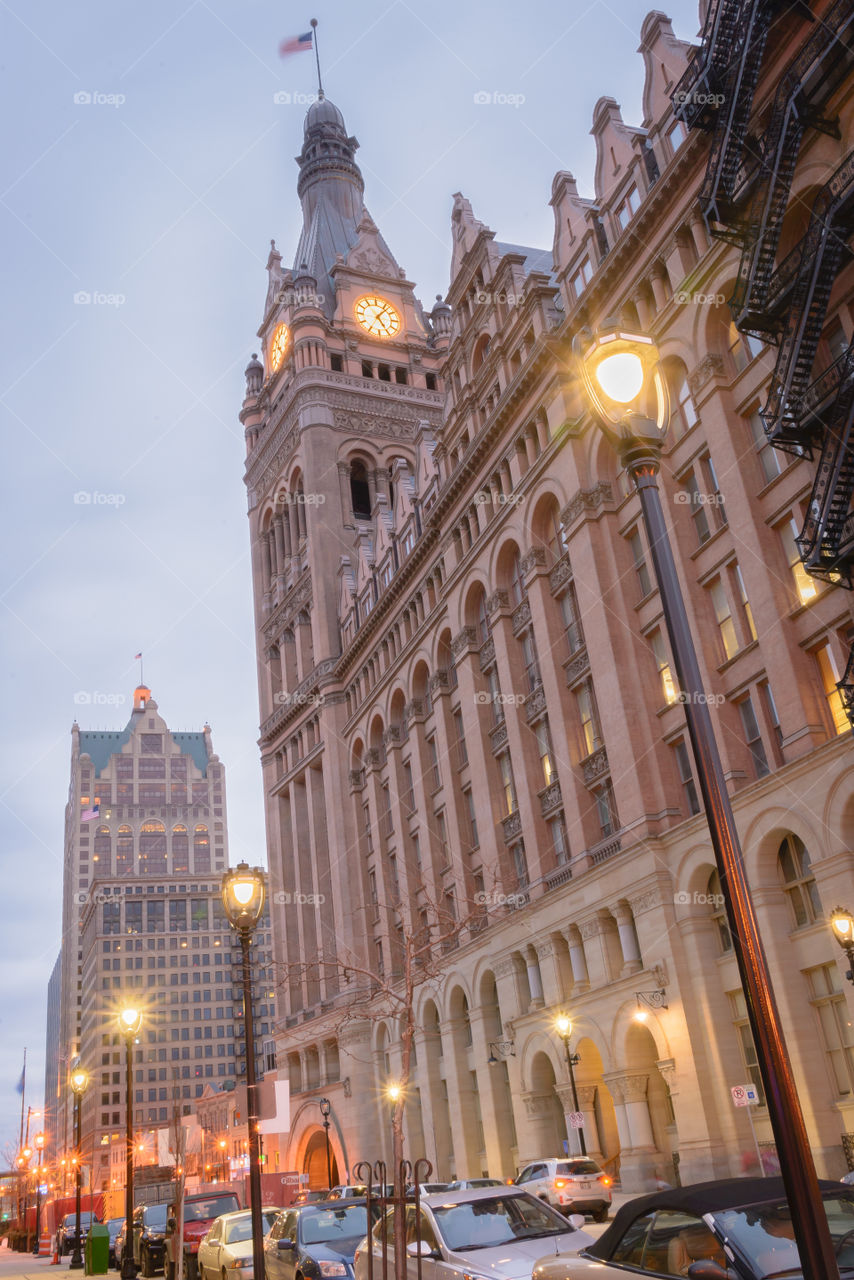 Beautiful architecture in downtown Milwaukee, Wisconsin
