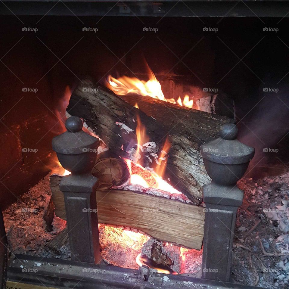 real wood... love that crackle