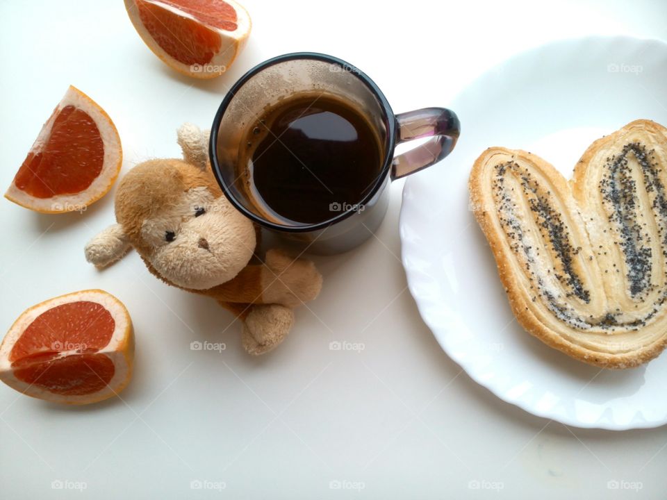 High angle view of breakfast