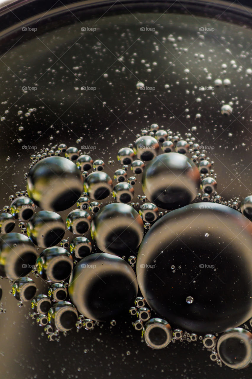 Abstract bubbles of oil in water