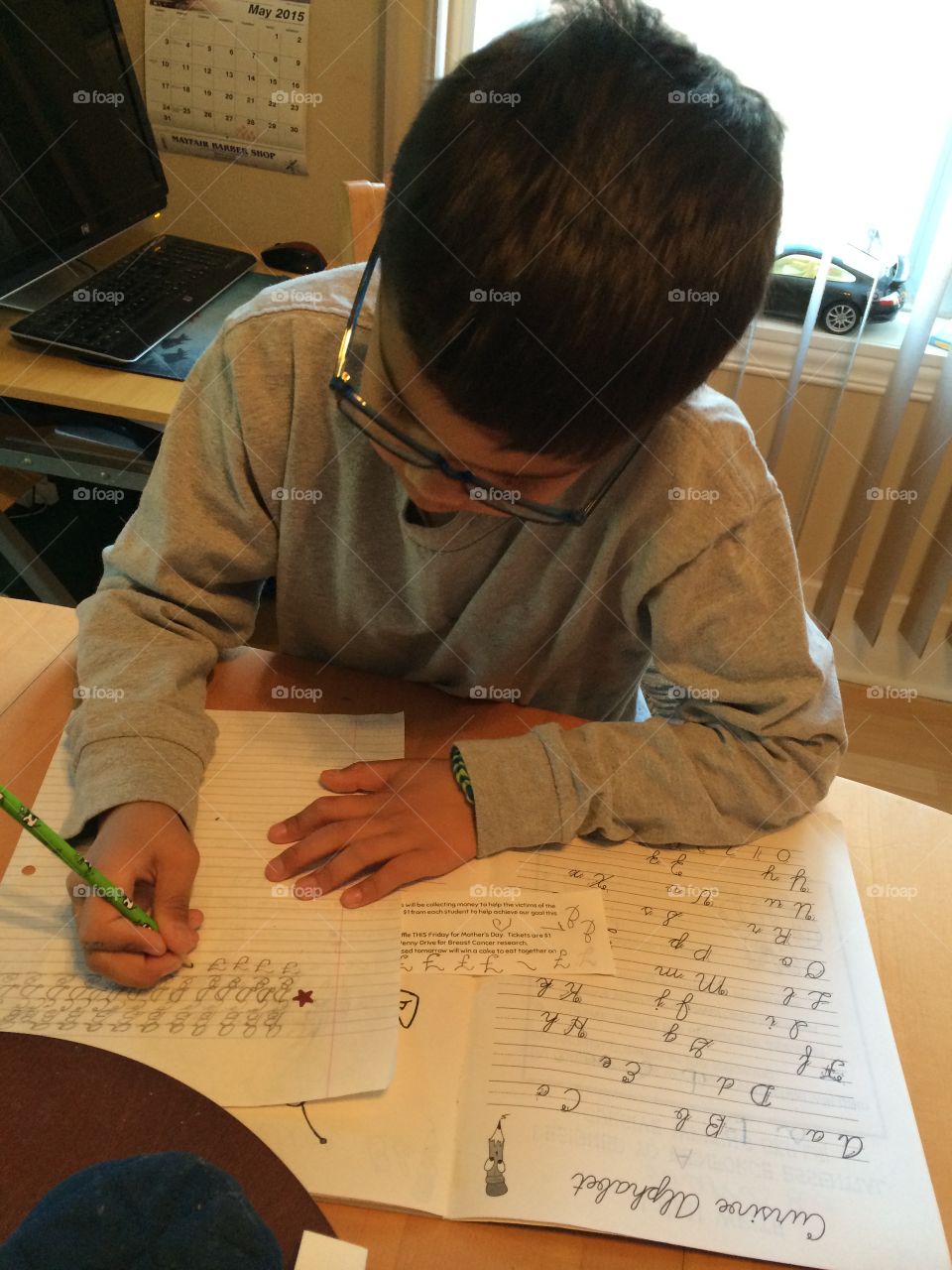 Learning cursive. Practice