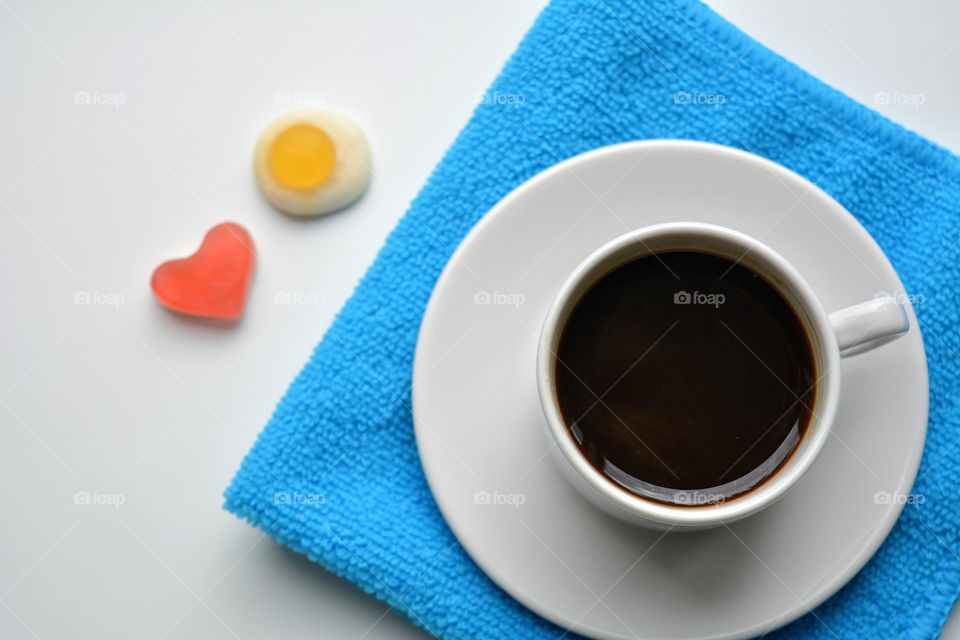 cup of coffee top view round beautiful texture