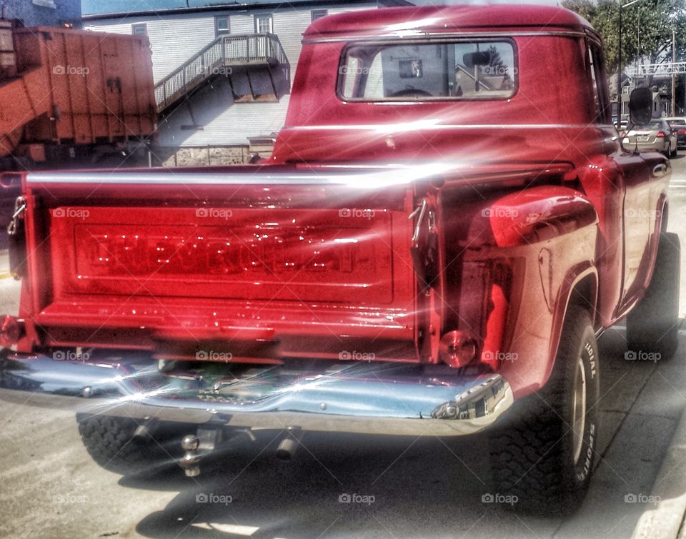 Big Red Truck. Chevy 3100 Vintage Truck