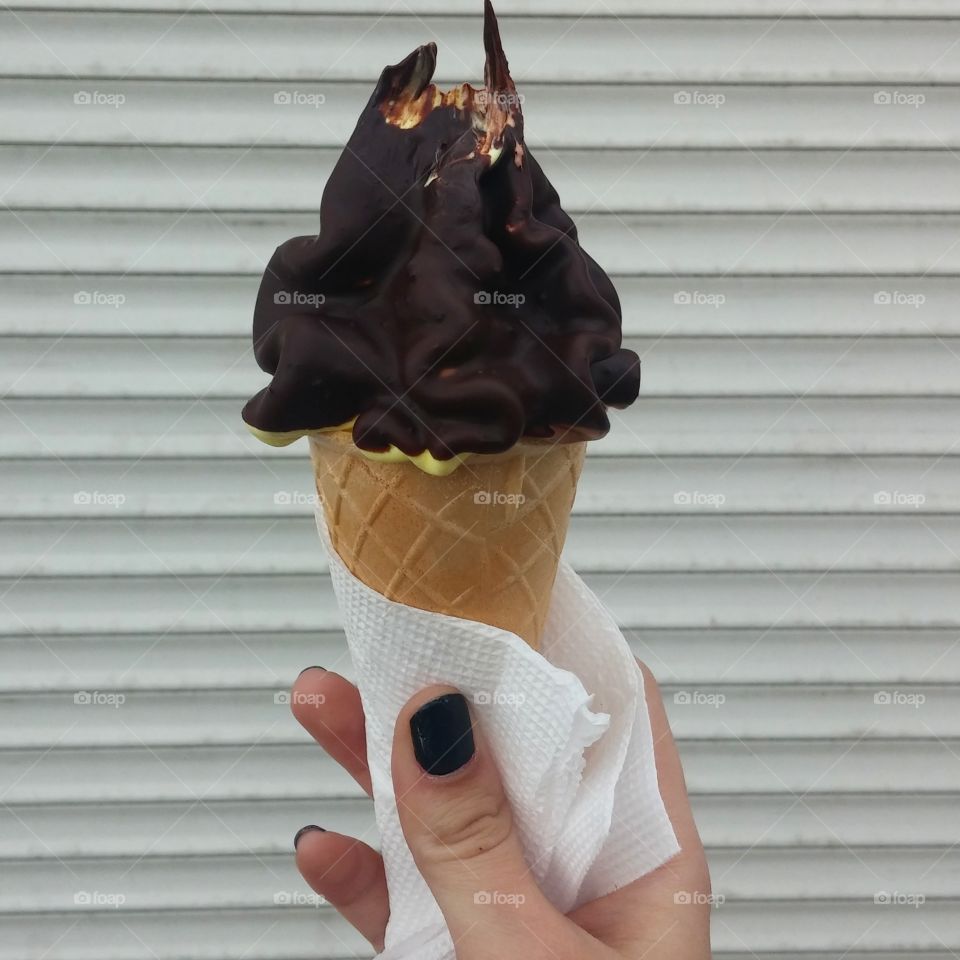 holding an ice-cream