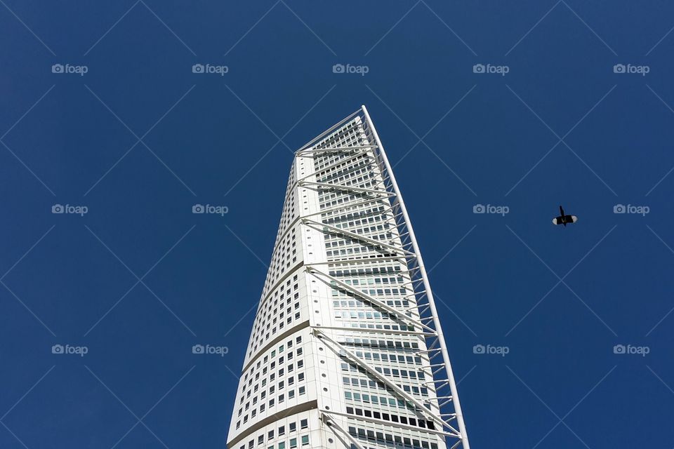 Turning Torso up in the Sky. Malmoe, Sweden