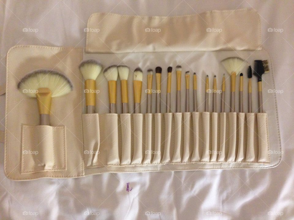A new make up brush set that came in a wonderful leather pouch 