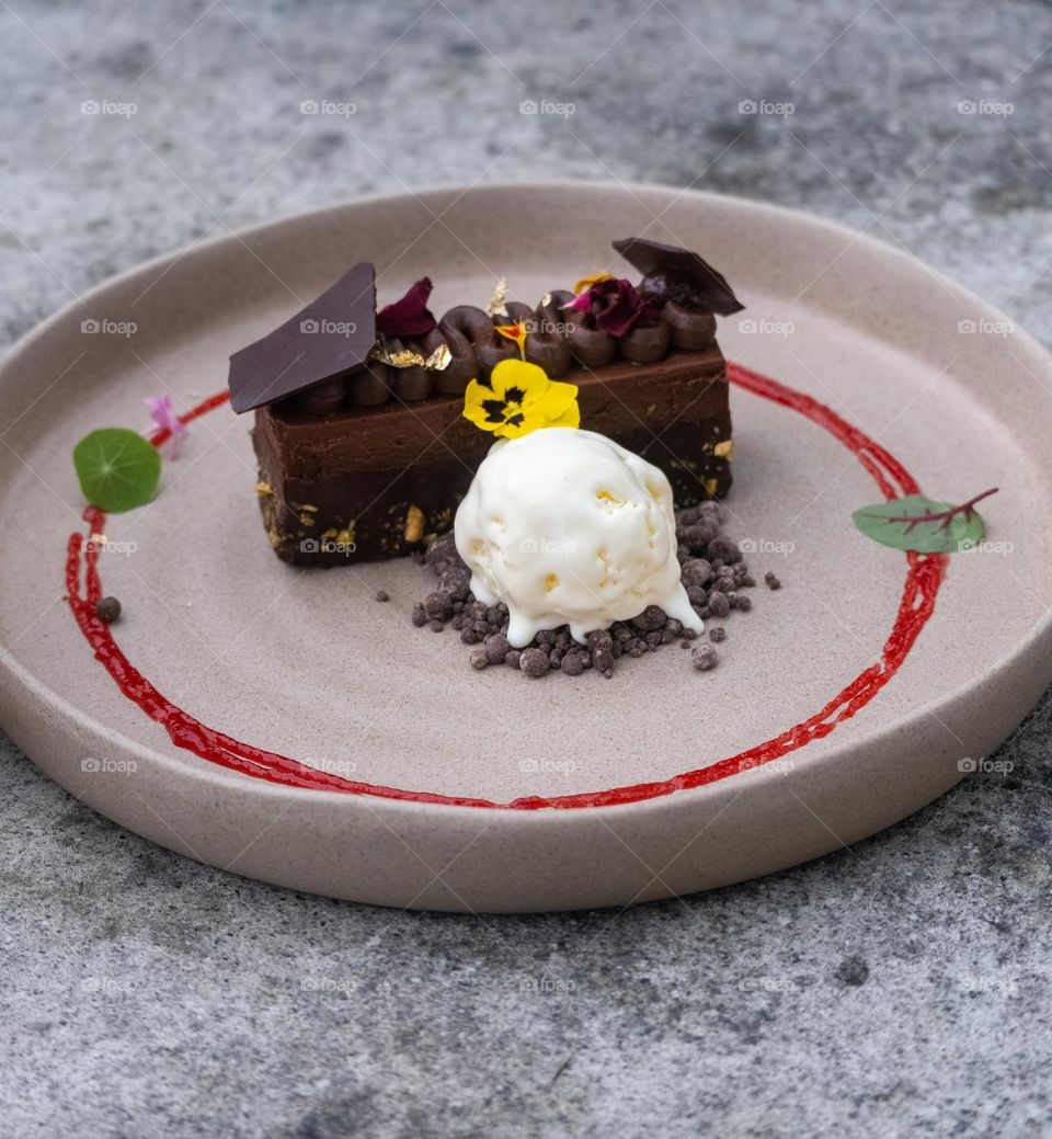 Chocolate Tiramisu with Ice Cream