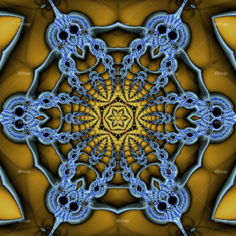 yellow and chrome fractal kaleidoscope