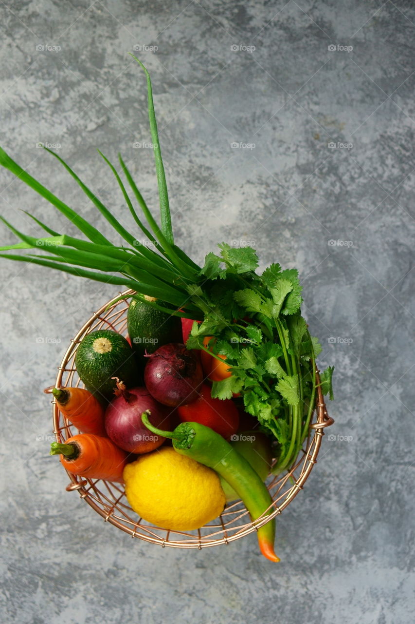 Fruits and vegetables in beasket