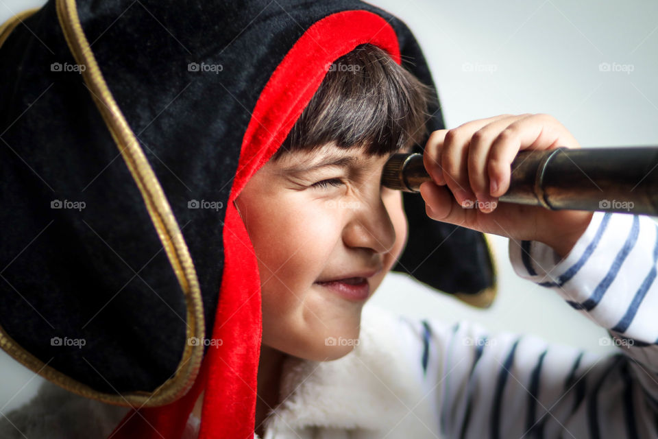 Cute little child dressed as a pirate