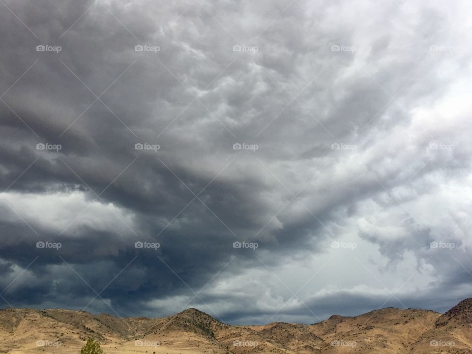 Severe thunderstorm and dark clouds over the high sierras in Nevada 