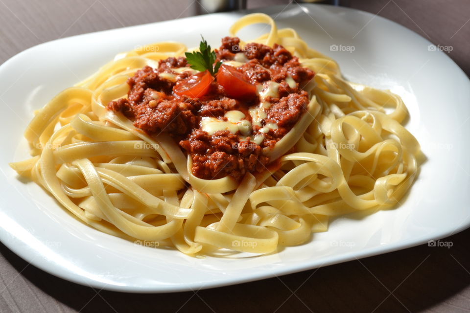 Close-up of pasta with tomato