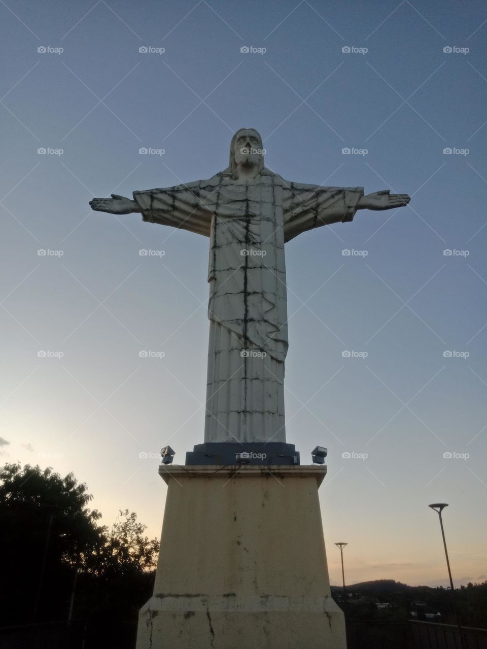 Jesus statue, Cristo Redentor, Amparo-Sp, at sunset