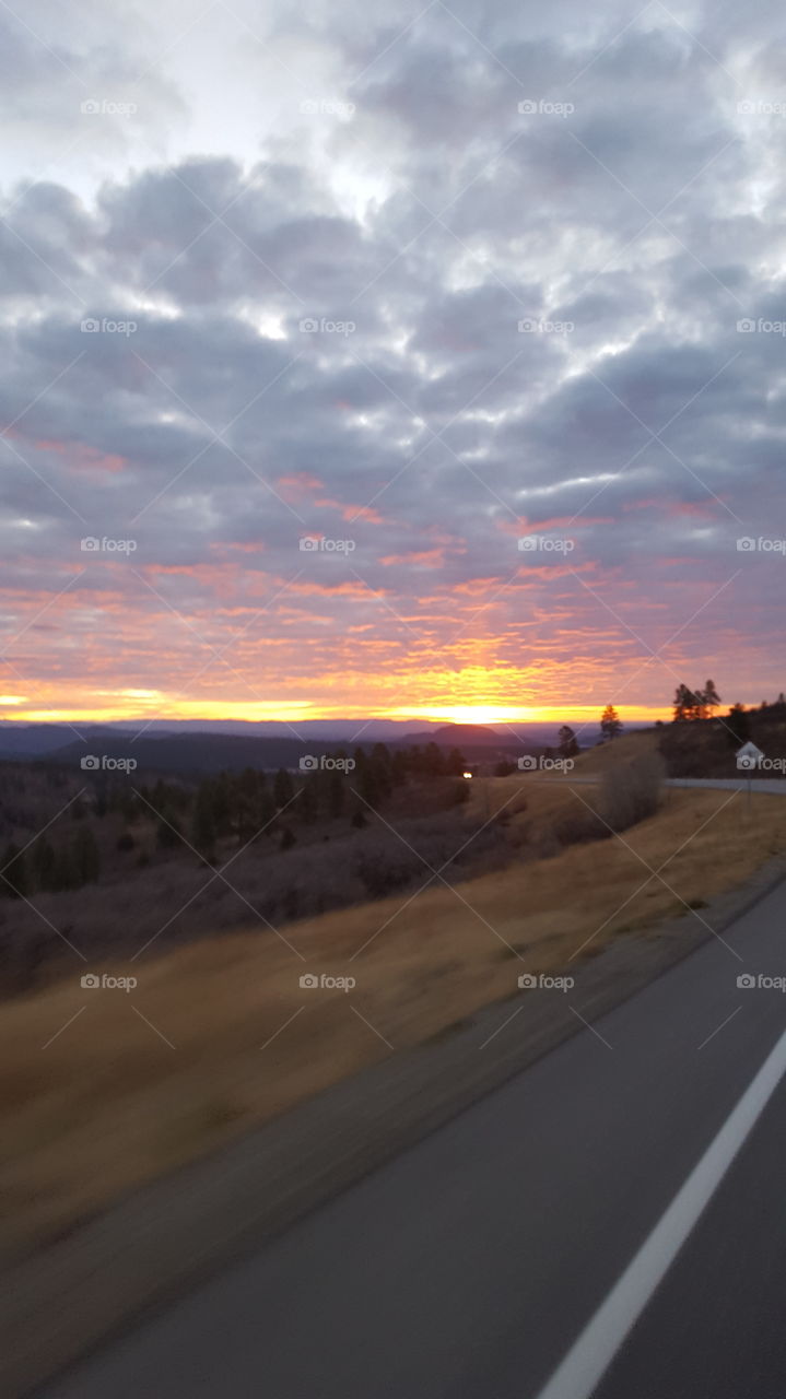 sunset off 160 West from Durango to mancos
