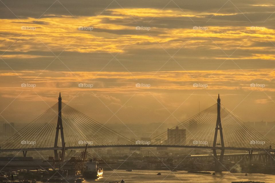 Beautiful landmark bridge on twilight background