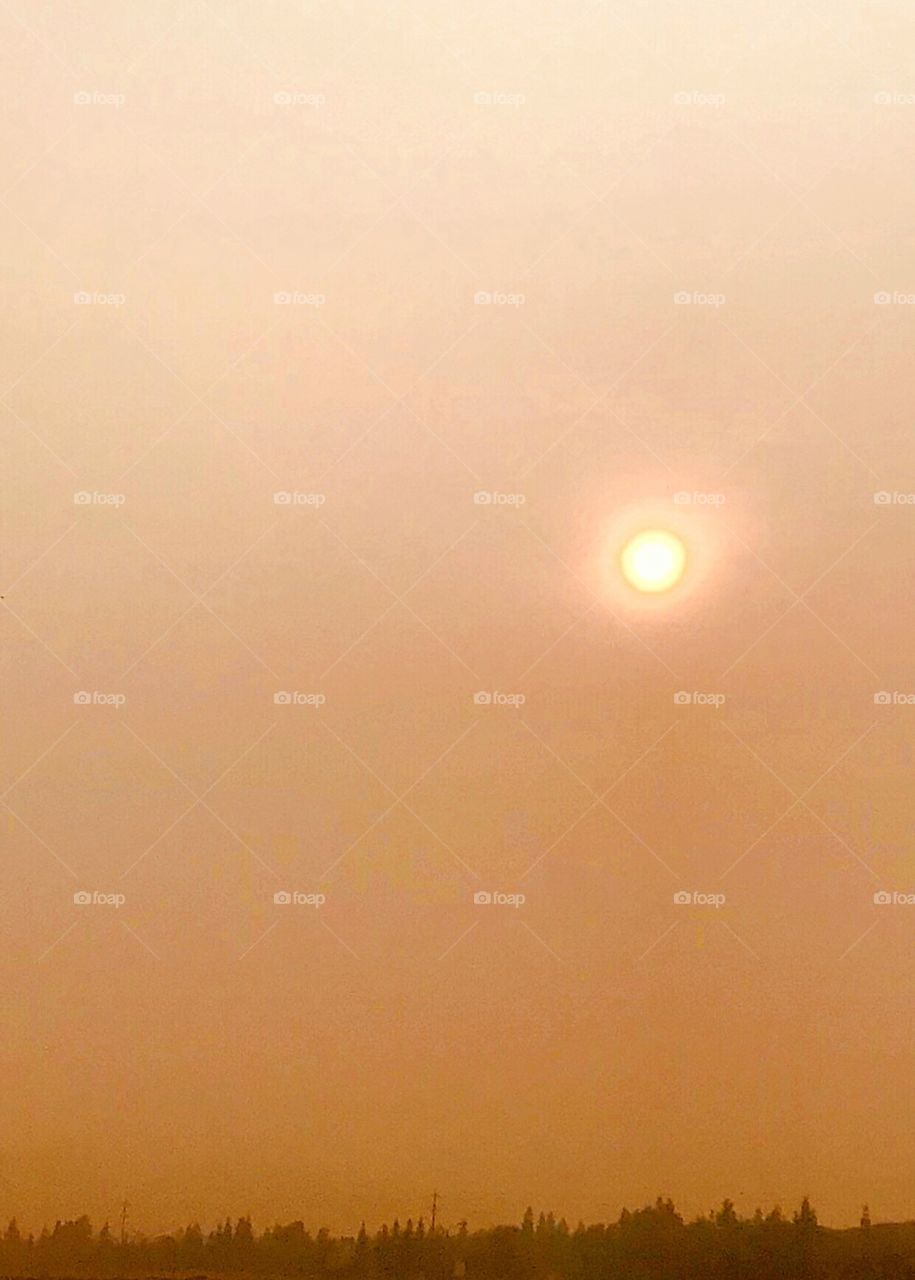 California - As the sunsets on Our smoke filled days as the biggest fire burns in California. USA, America - pray for California