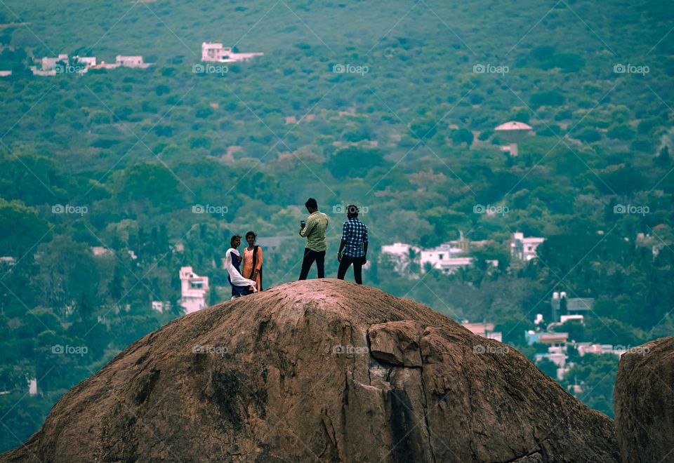 A picnic spot on the top of a hill 