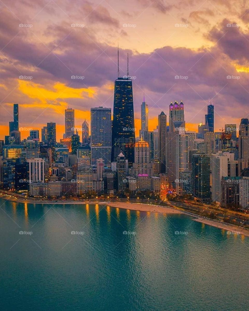 Sunset in Chicago 