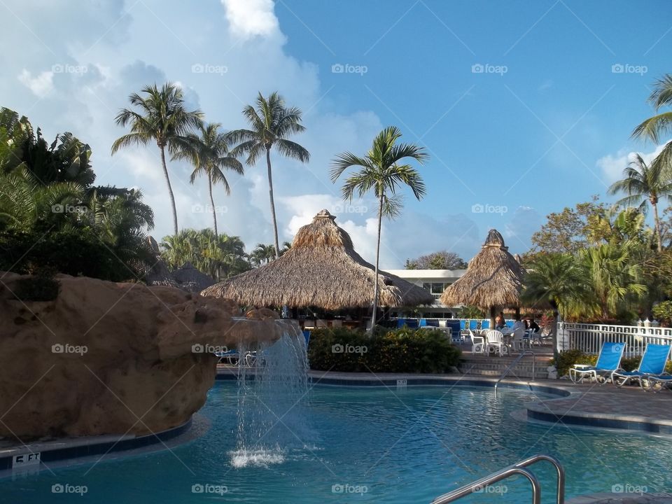 Waterfall at hotel. Key Largo Waterfall hotel 25th wedding anniversary