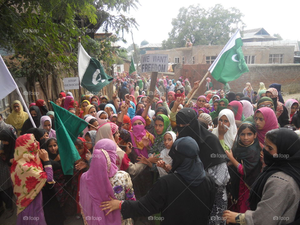 a peaceful  protest held at sopore against india kashmir need freedom  from  india