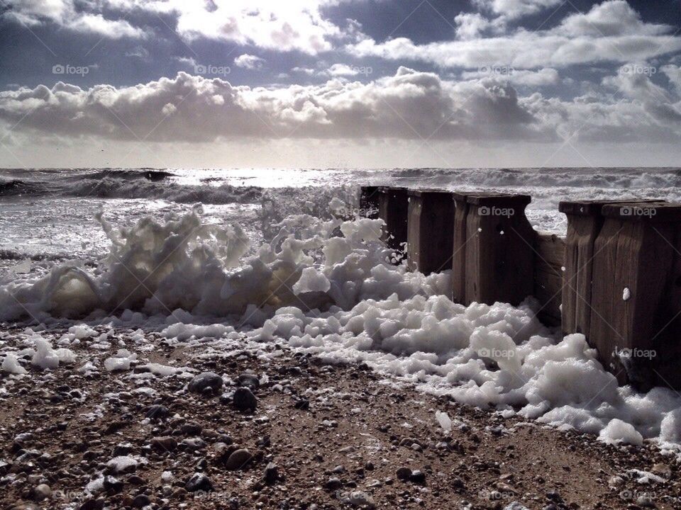 Foamy sea