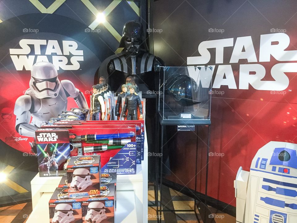 Starwars merchandise in a toystore at Harrods in London.