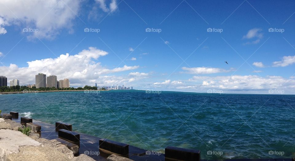 Chicago skyline. Chicago skyline and Lake Michigan