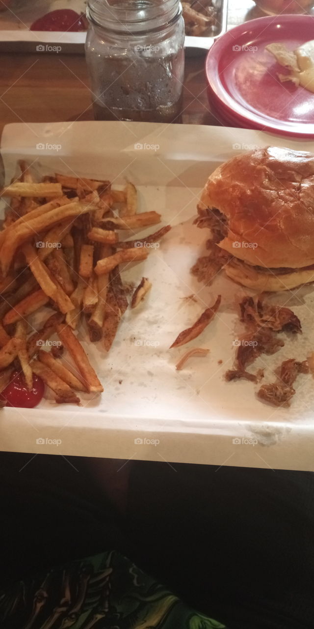 pulled pork and fries