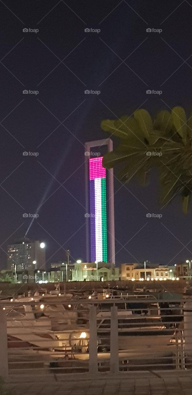 Abu Dhabi flag on tower